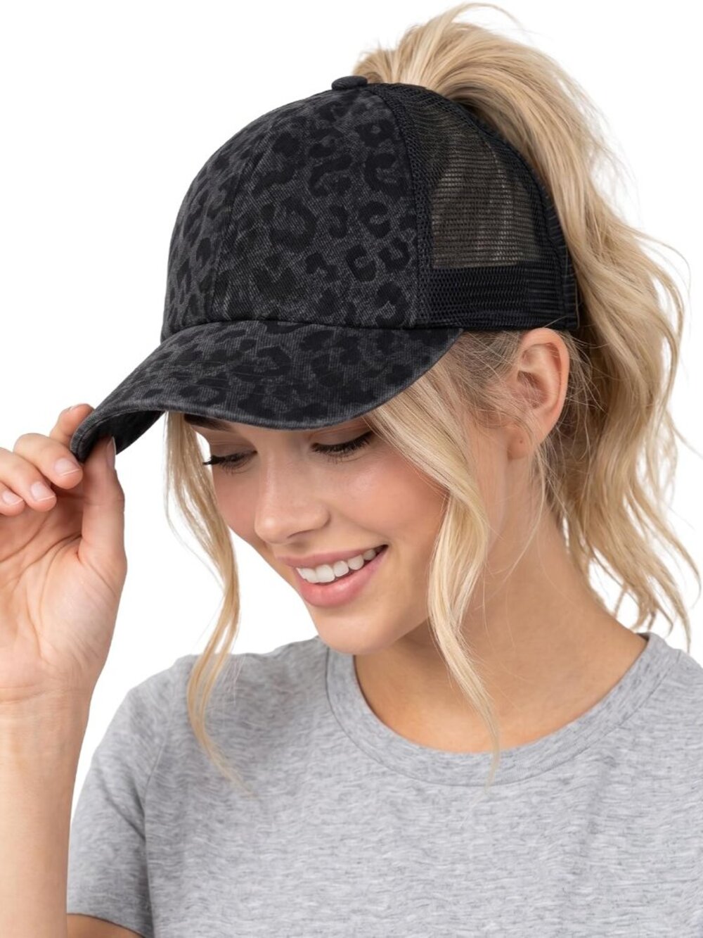 Criss Cross Ponytail Cap, Messy Bun Distressed Baseball Hat